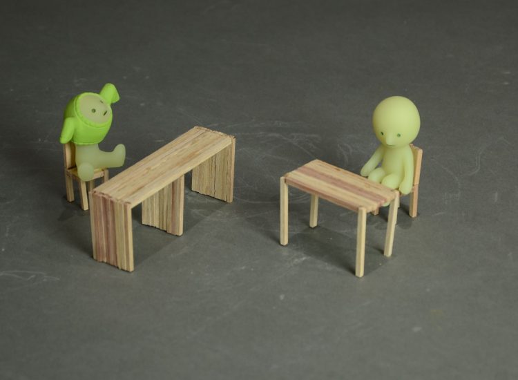 Pocket Rooms — Bench-Table, Chairs (Miniature Furniture) 1-2