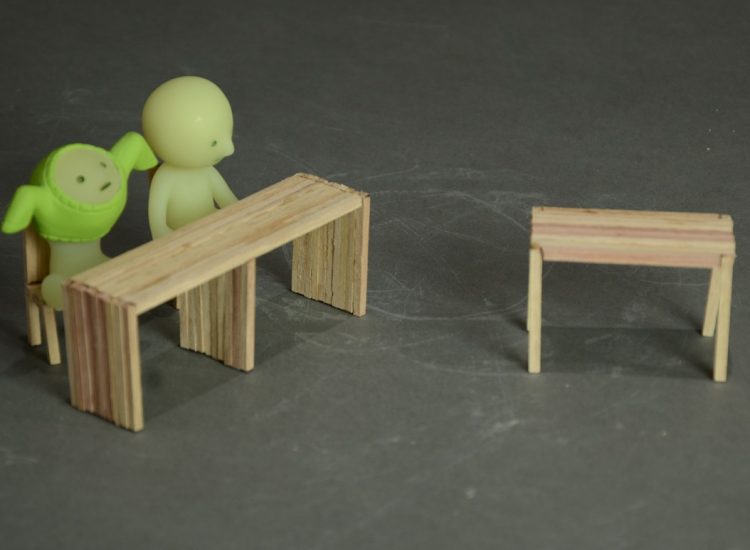Pocket Rooms — Bench-Table, Chairs (Miniature Furniture) 2-2